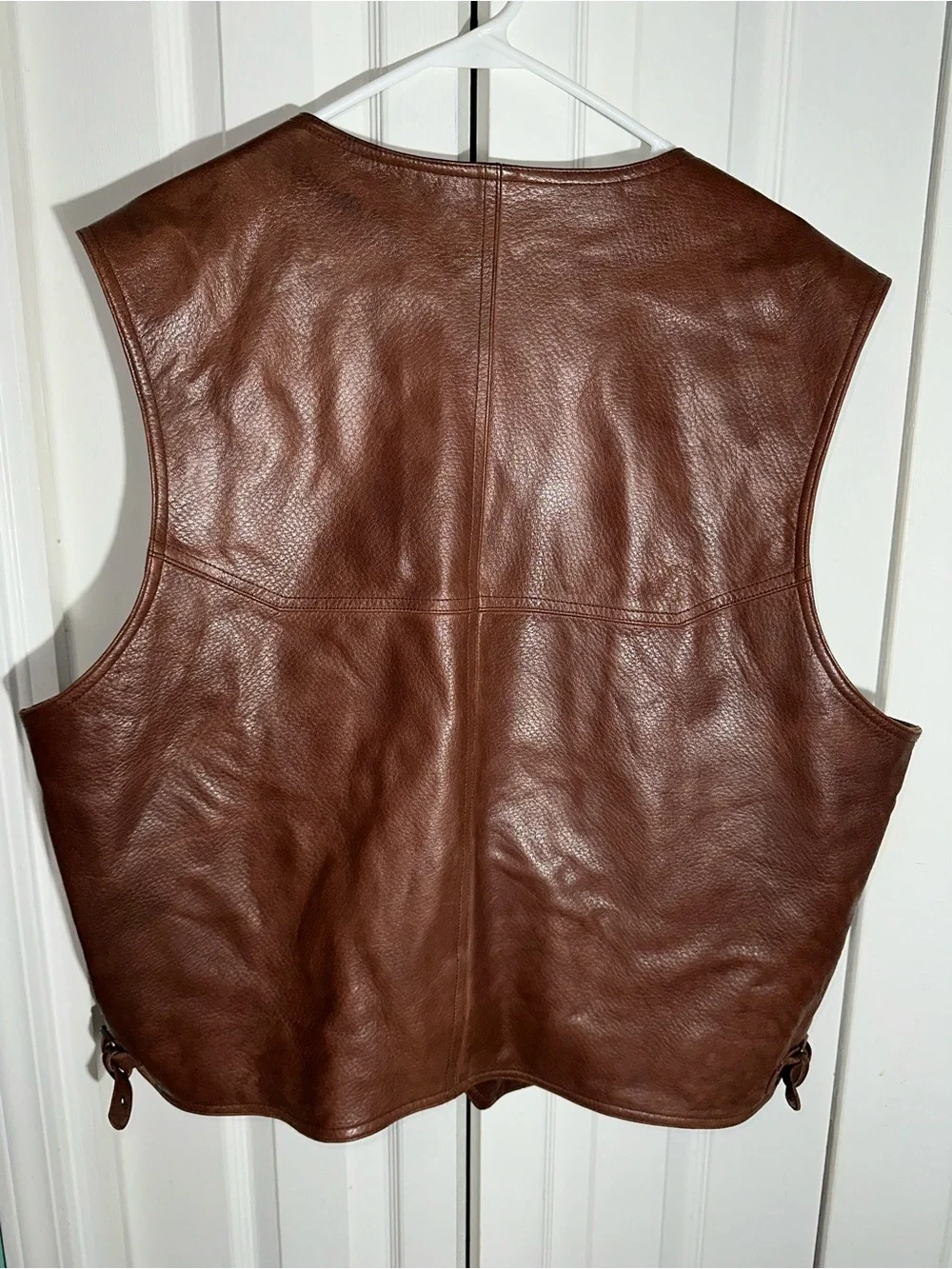 Orvis Mens Leather Vest Size XL Brown Western Field Utility Hunting Pockets AA24